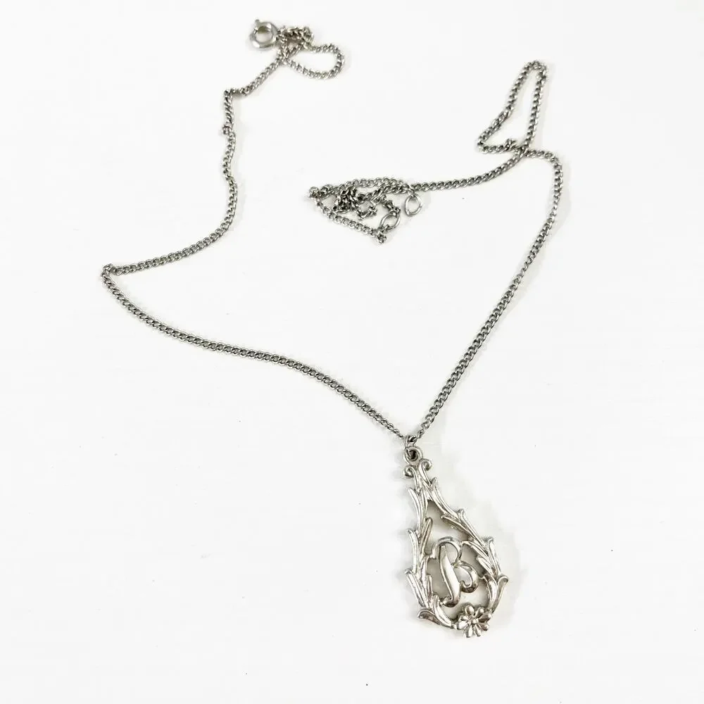 Sarah Coventry Personally Yours B Initial Pendant Necklace 1975